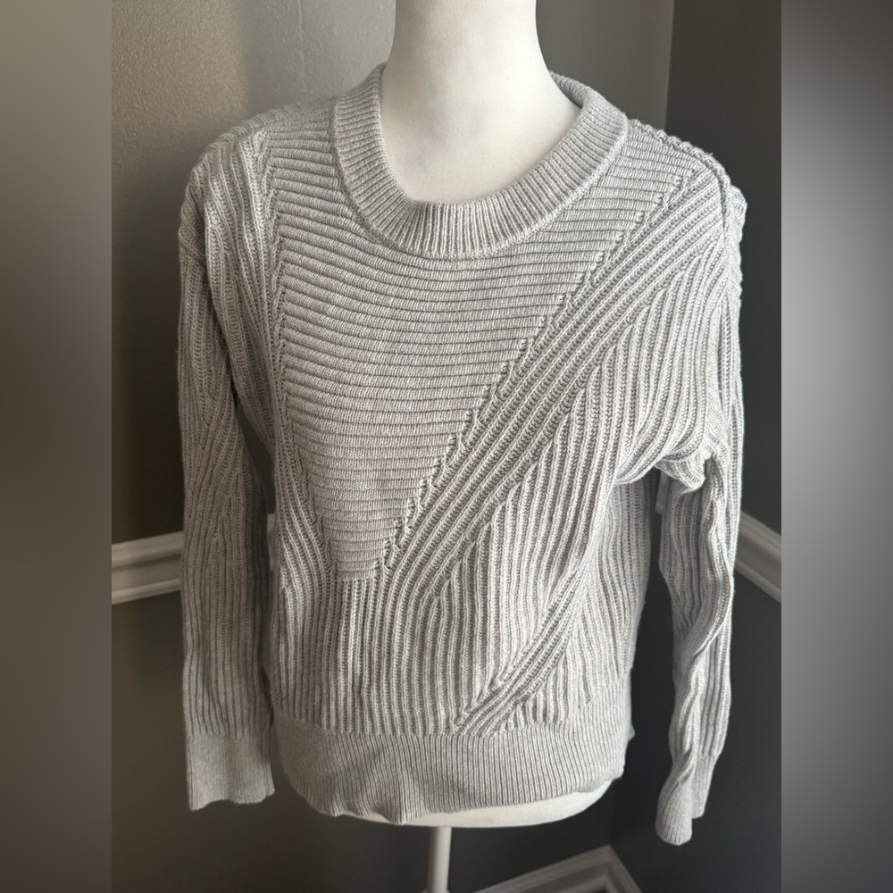 Ann Taylor LOFT Pullover Sweater Grey Knit Crew Neck Womens‎ Sz XXS 100% Cotton